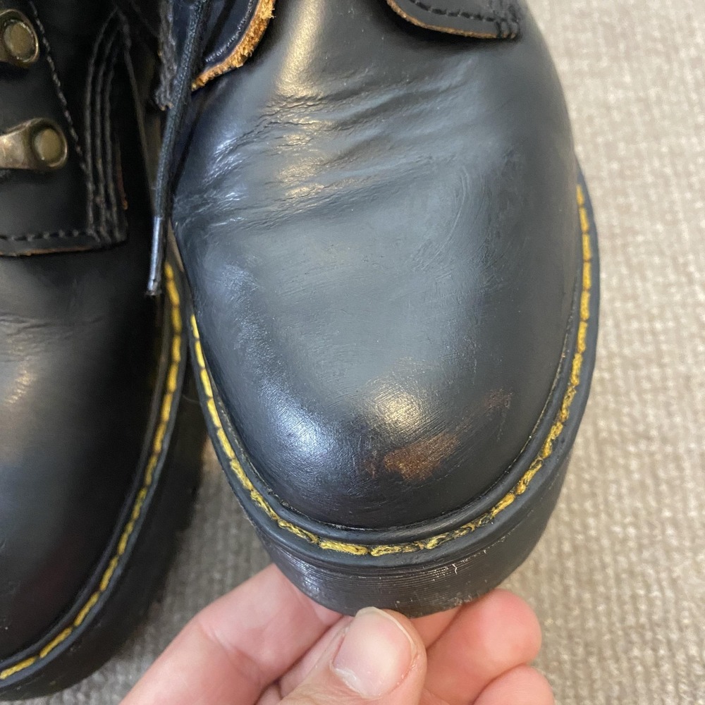 Dr. Martens Leona Boots Womens Size 7 Black Leather Combat Platform Lace Up Y2K - Picture 6 of 11